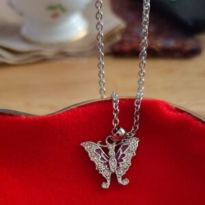 Elegant Silver Butterfly Pendant Necklace